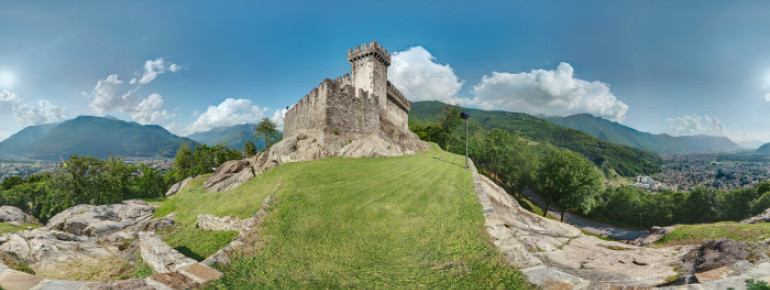 Its strictly geometrical shape makes Sasso Corbaro a typical Sforza castle.