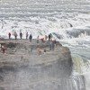 Visitors at Gullfoss Waterfall.