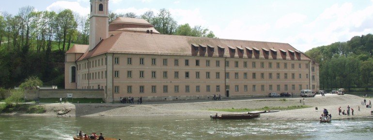 View of Weltenburg Abbey from the other side of the Danube