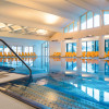 The 20 x 12 meter pool has whirl loungers and neck showers