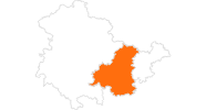 map of all tourist attractions in Saale and Thuringian Highland